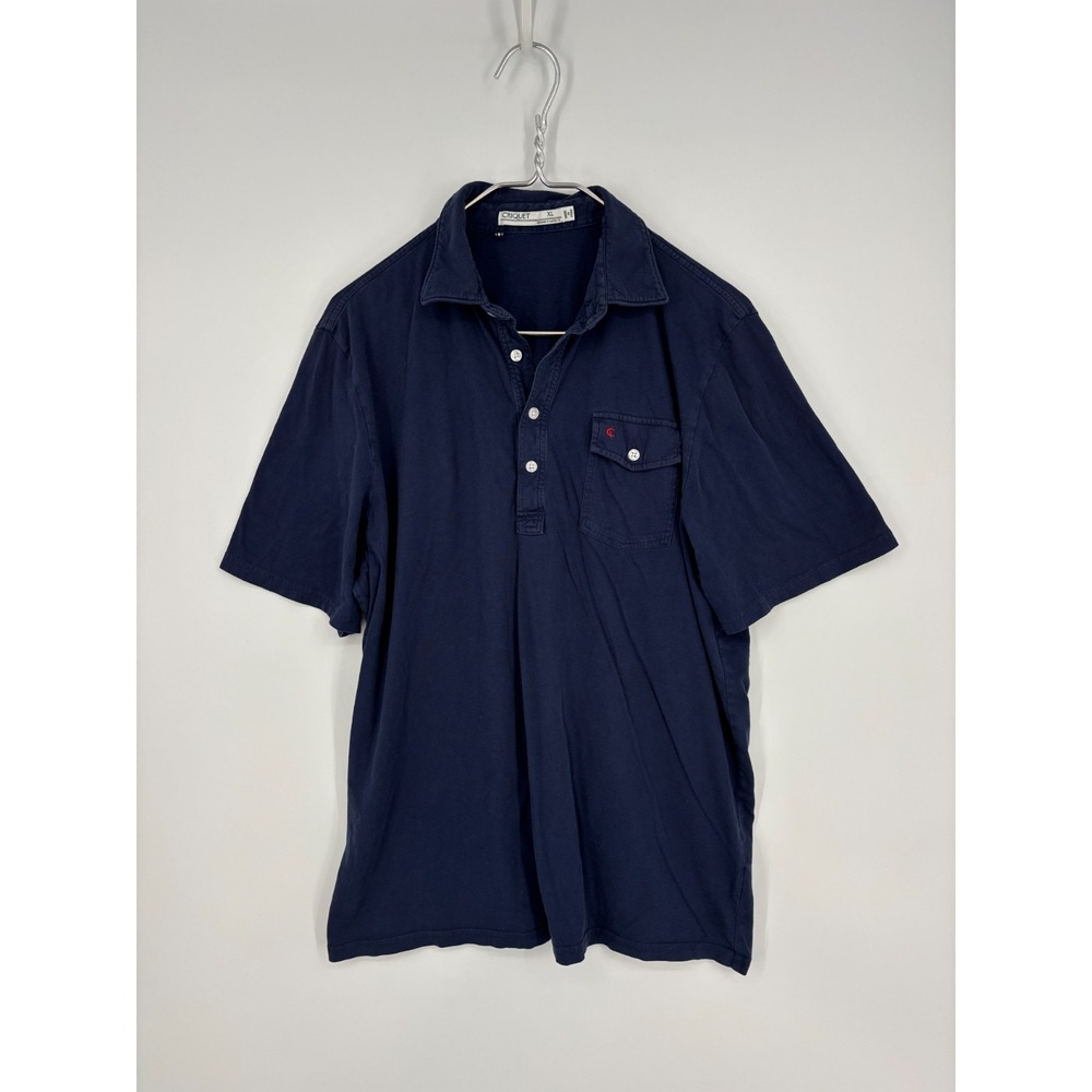 Criquet Polo Shirt Mens XL Blue Knit Organic Cotton Short Sleeve